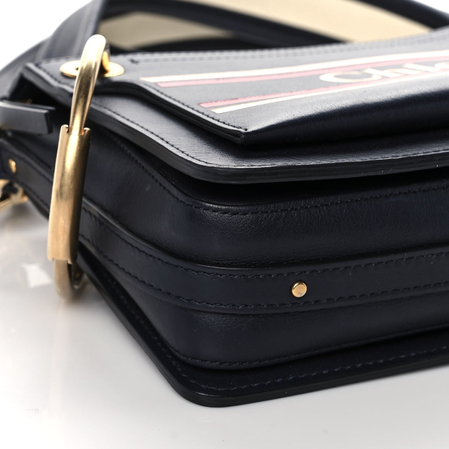 Smooth Calfskin Logo Small Roy Bag Full Blue