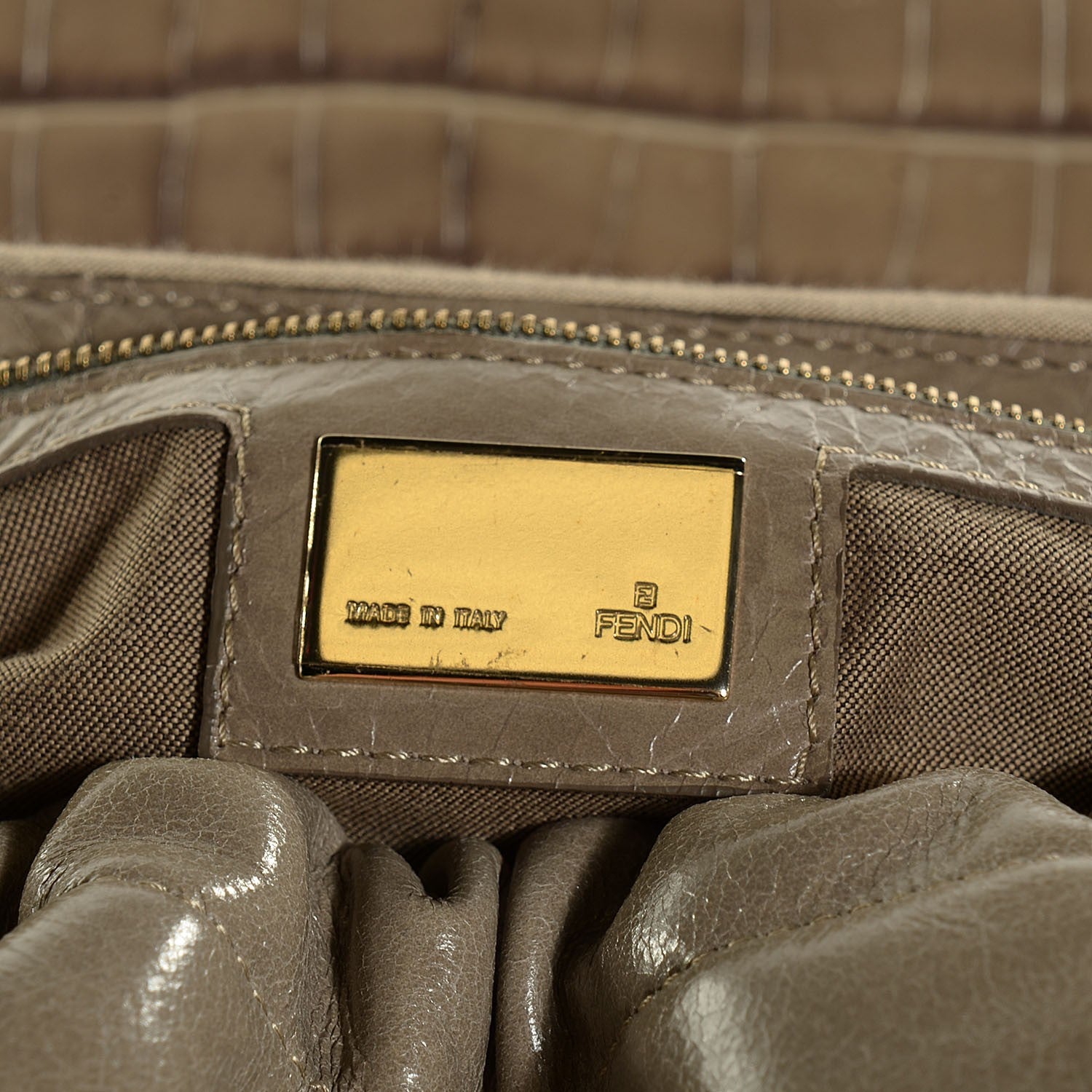 Fendi Calfskin Crocodile Embossed Large Magic Bag Beige 4 of 8