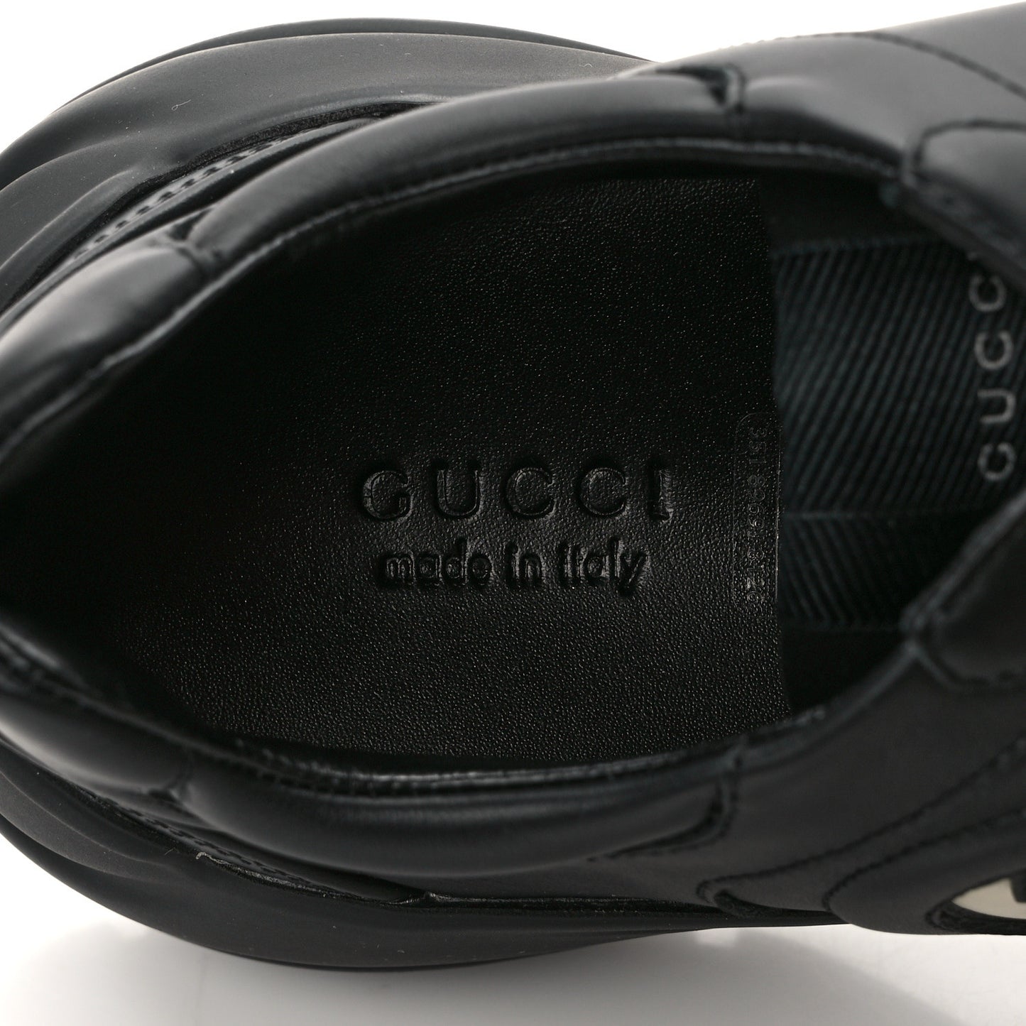 Dali Soft Calfskin Cut Out Interlocking G Womens Rhyton Sneakers 37.5 Black Ivoire