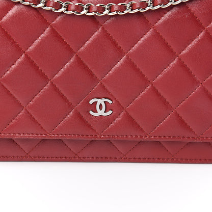 Chanel Lambskin Quilted Wallet On Chain WOC Red 12 of 12