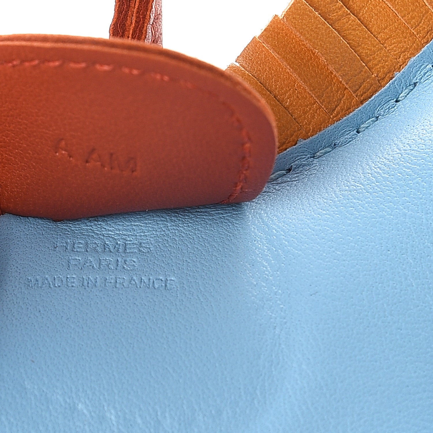 Hermes Milo Lambskin Grigri Rodeo Horse Bag Charm GM Celeste Naturel Bouton D'Or Cornaline 3 of 3