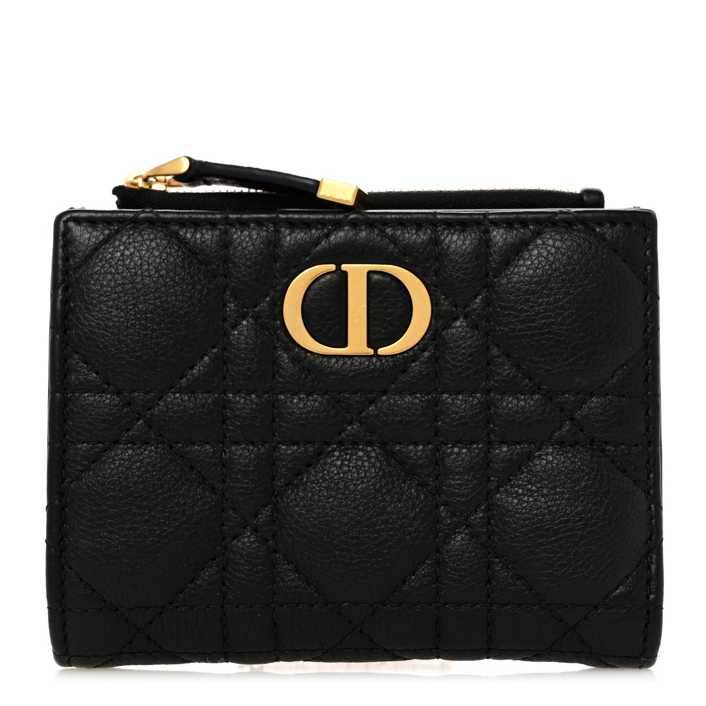 Grained Calfskin Supple Cannage Caro Dahlia Wallet Black
