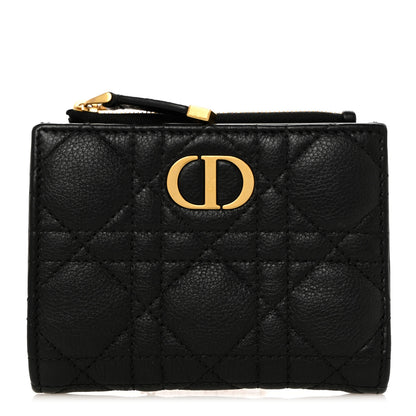 Christian Dior Grained Calfskin Supple Cannage Caro Dahlia Wallet Black 1 of 8