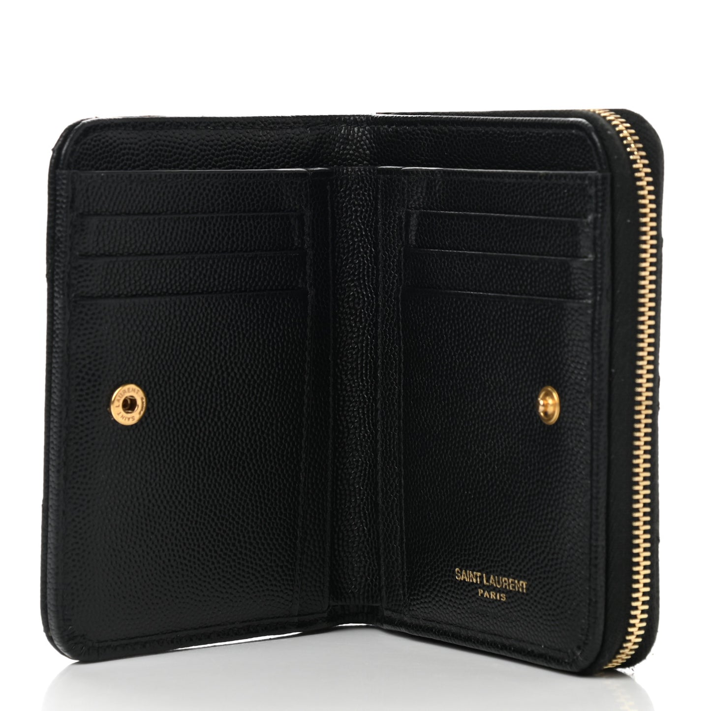 Grain De Poudre Matelasse Chevron Monogram Compact Zip Around Wallet Black