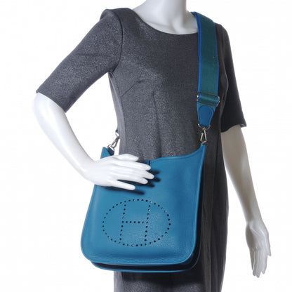 Hermes Taurillon Clemence Evelyne III PM Bleu Izmir 2 of 8