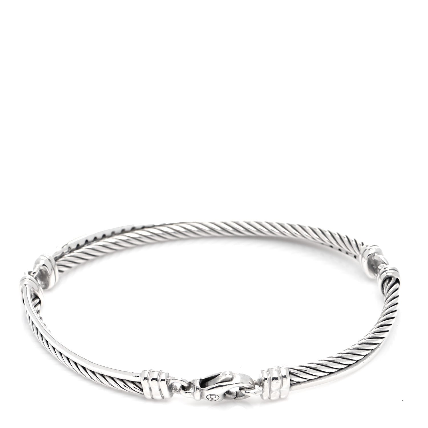 David Yurman Sterling Silver Diamond 3mm Crossover Bracelet 3 of 5
