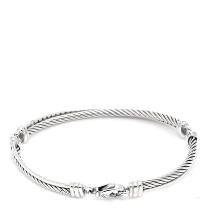 David Yurman Sterling Silver Diamond 3mm Crossover Bracelet 3 of 5