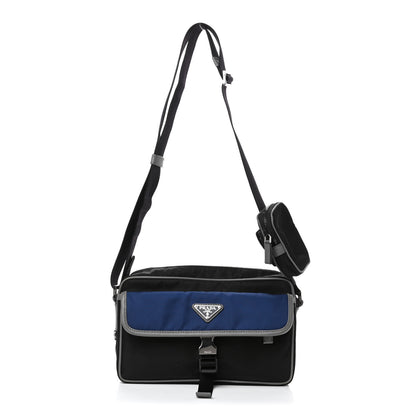 Prada Tessuto Nylon Messenger Bag Black Blue 1 of 4