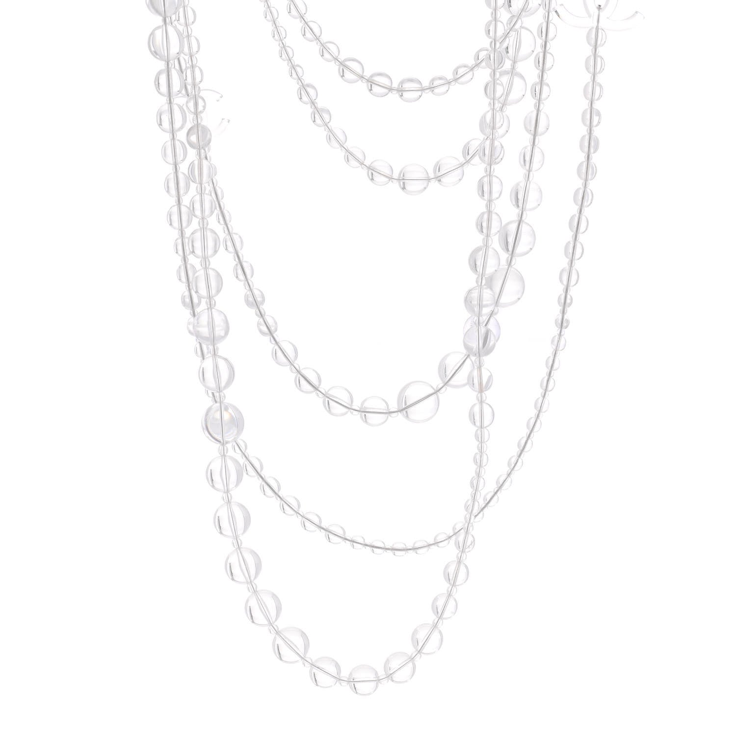 Chanel Crystal CC Multi Strand Long Chain Necklace Transparent 1 of 5