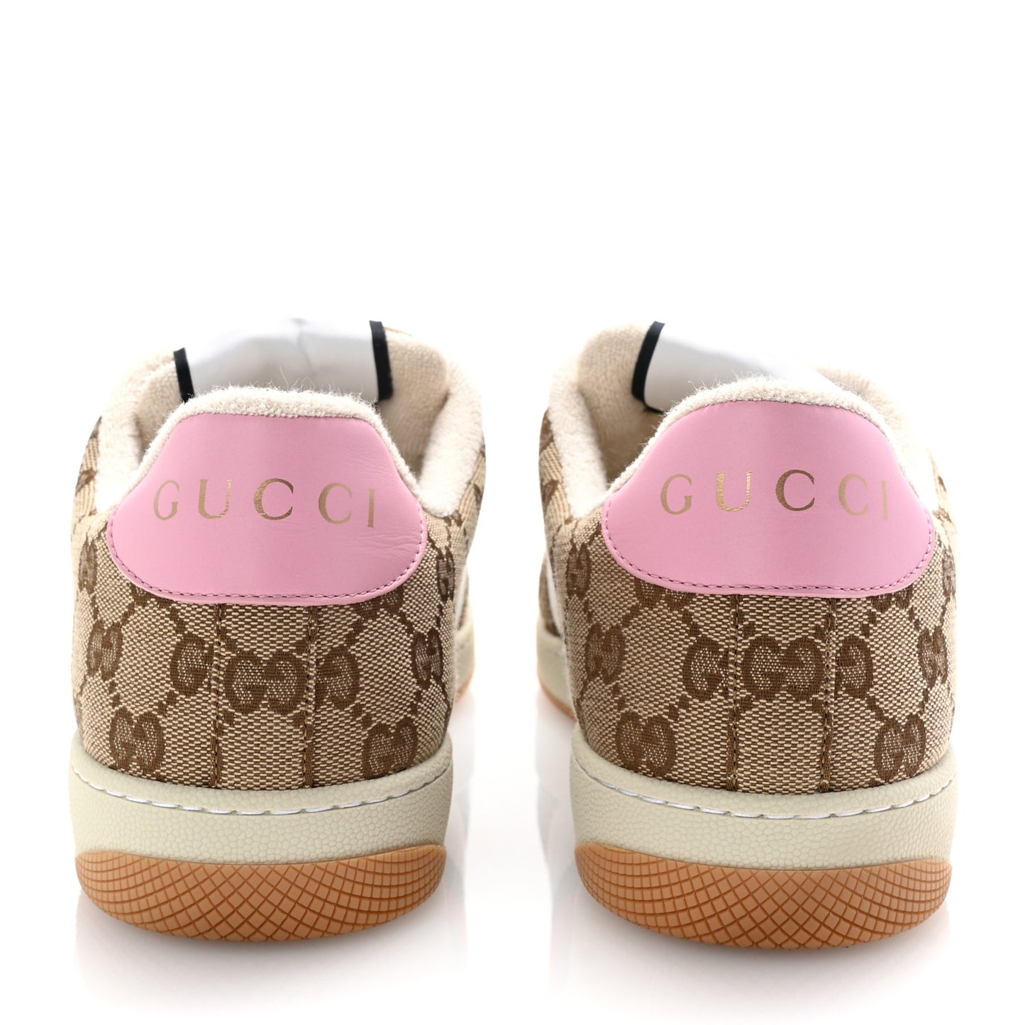 Lame GG Monogram Nubuck Web Screener Sneakers 41 Beige Ebony Pink