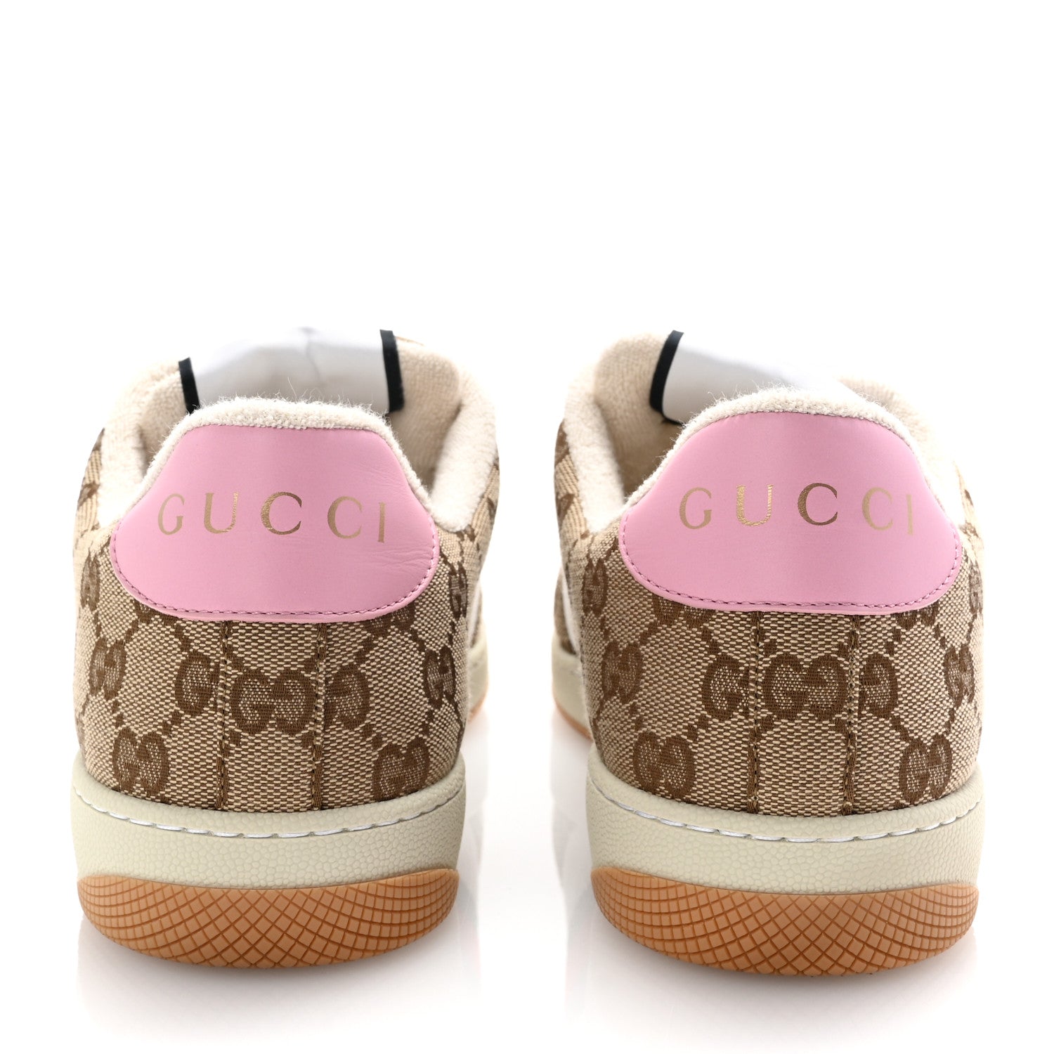Gucci Lame GG Monogram Nubuck Web Screener Sneakers 41 Beige Ebony Pink 6 of 11