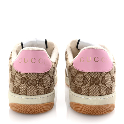 Gucci Lame GG Monogram Nubuck Web Screener Sneakers 41 Beige Ebony Pink 6 of 11