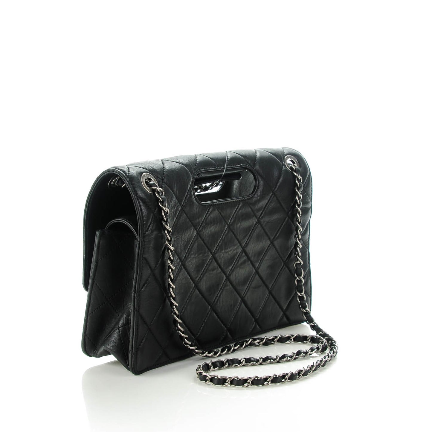 Washed Lambskin Jumbo Take Away Flap Black