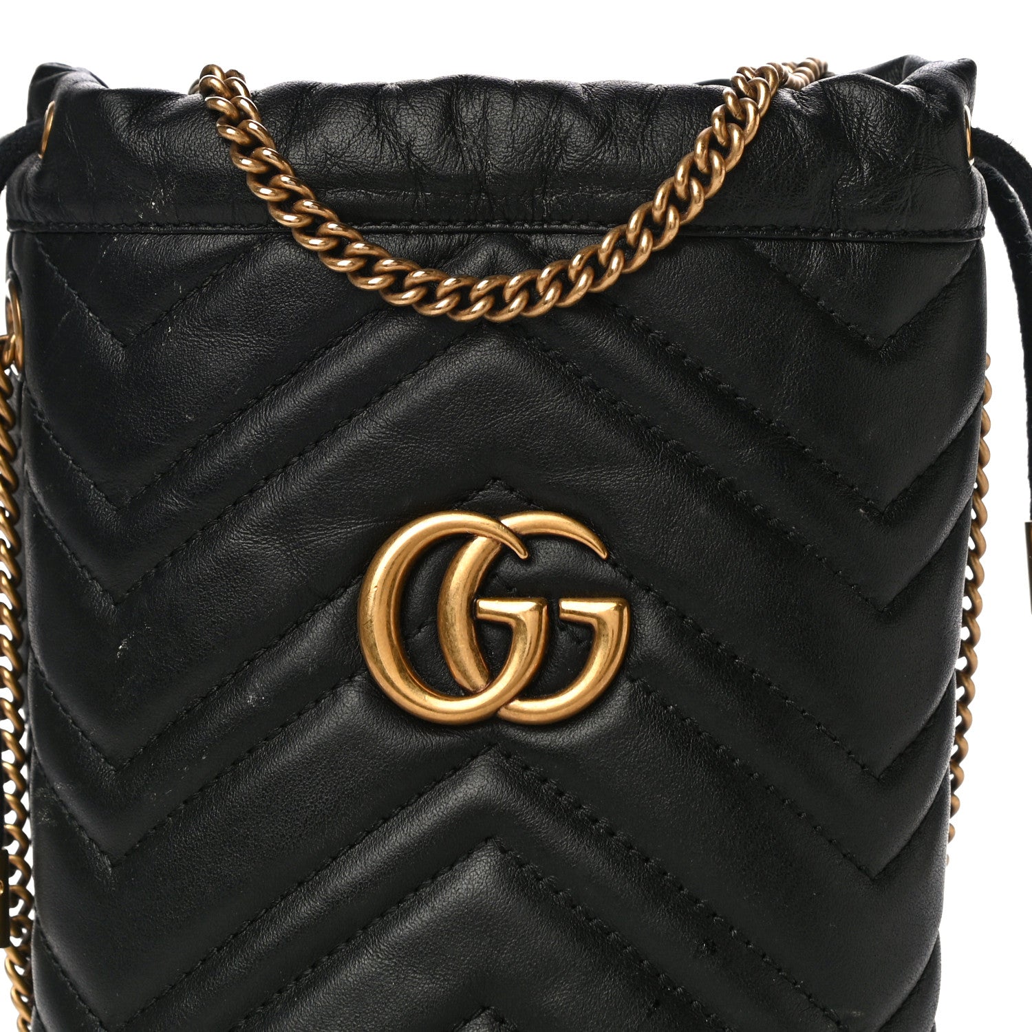 Gucci Calfskin Matelasse Mini GG Marmont 2.0 Bucket Bag Black 7 of 17