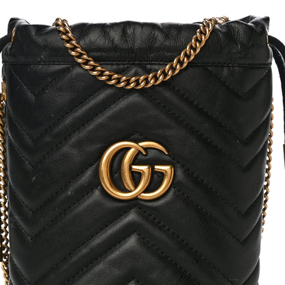 Gucci Calfskin Matelasse Mini GG Marmont 2.0 Bucket Bag Black 7 of 17