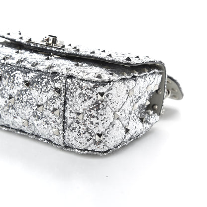 Valentino Garavani Glitter Mini Rockstud Spike Shoulder Bag Silver 7 of 10
