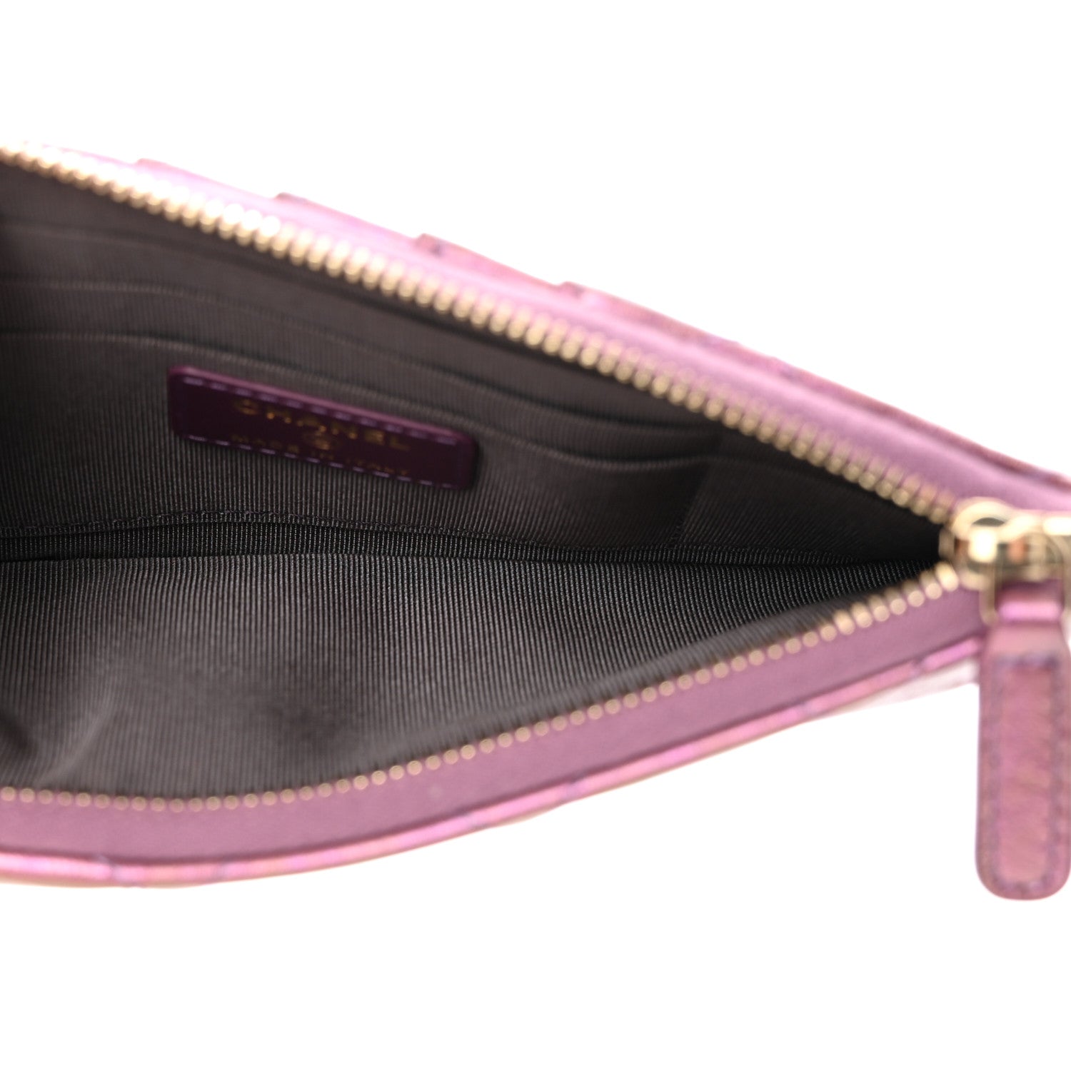 Chanel Metallic Aged Calfskin Quilted Classic Flat Wallet Pouch Purple 5 of 8