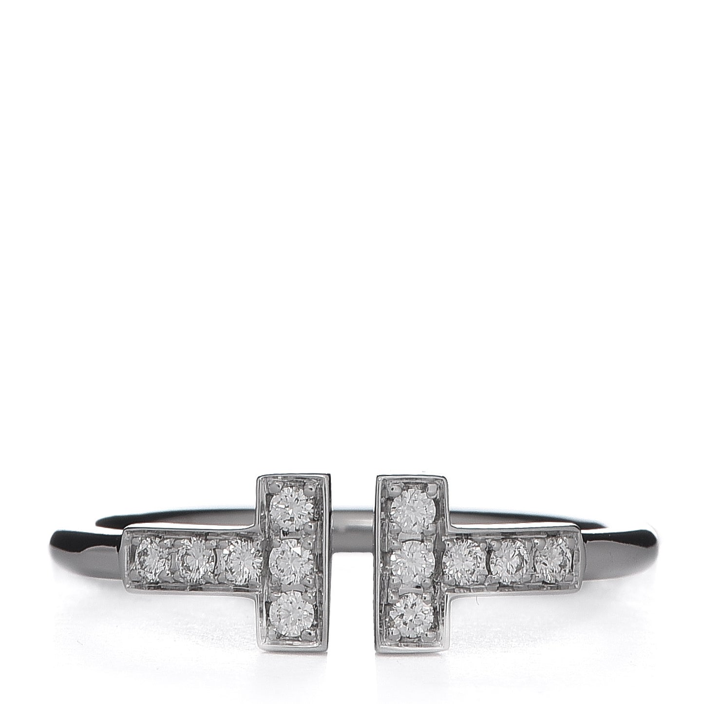 18K White Gold Diamond T Wire Ring 53 6.5