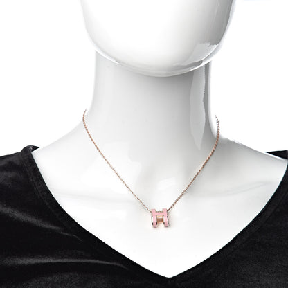 Hermes Lacquered Rose Gold Pop H Pendant Necklace Rose Dragee 2 of 8