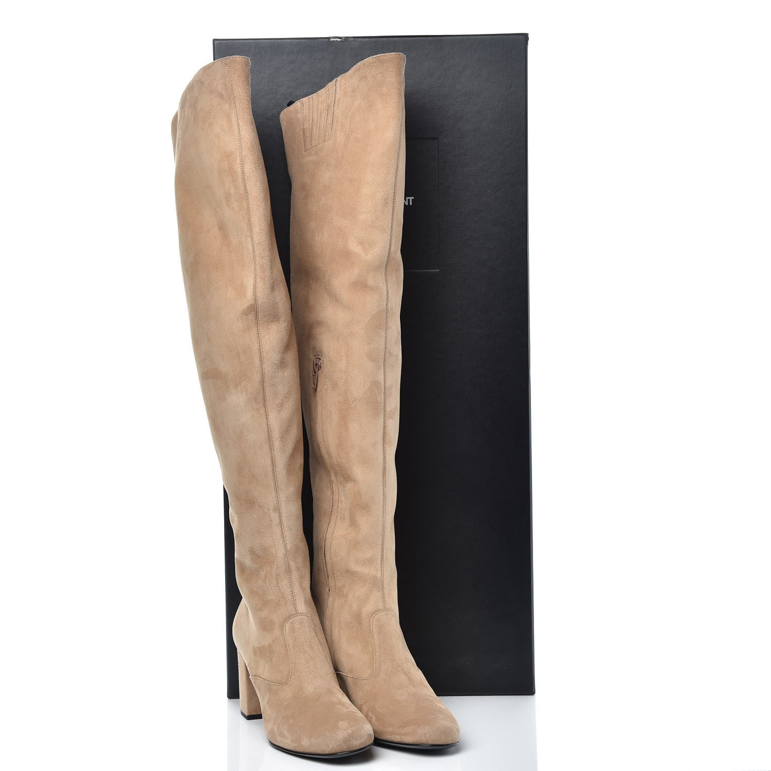 Saint Laurent Suede Babies Over The Knee Boots 38.5 Beige 8 of 8
