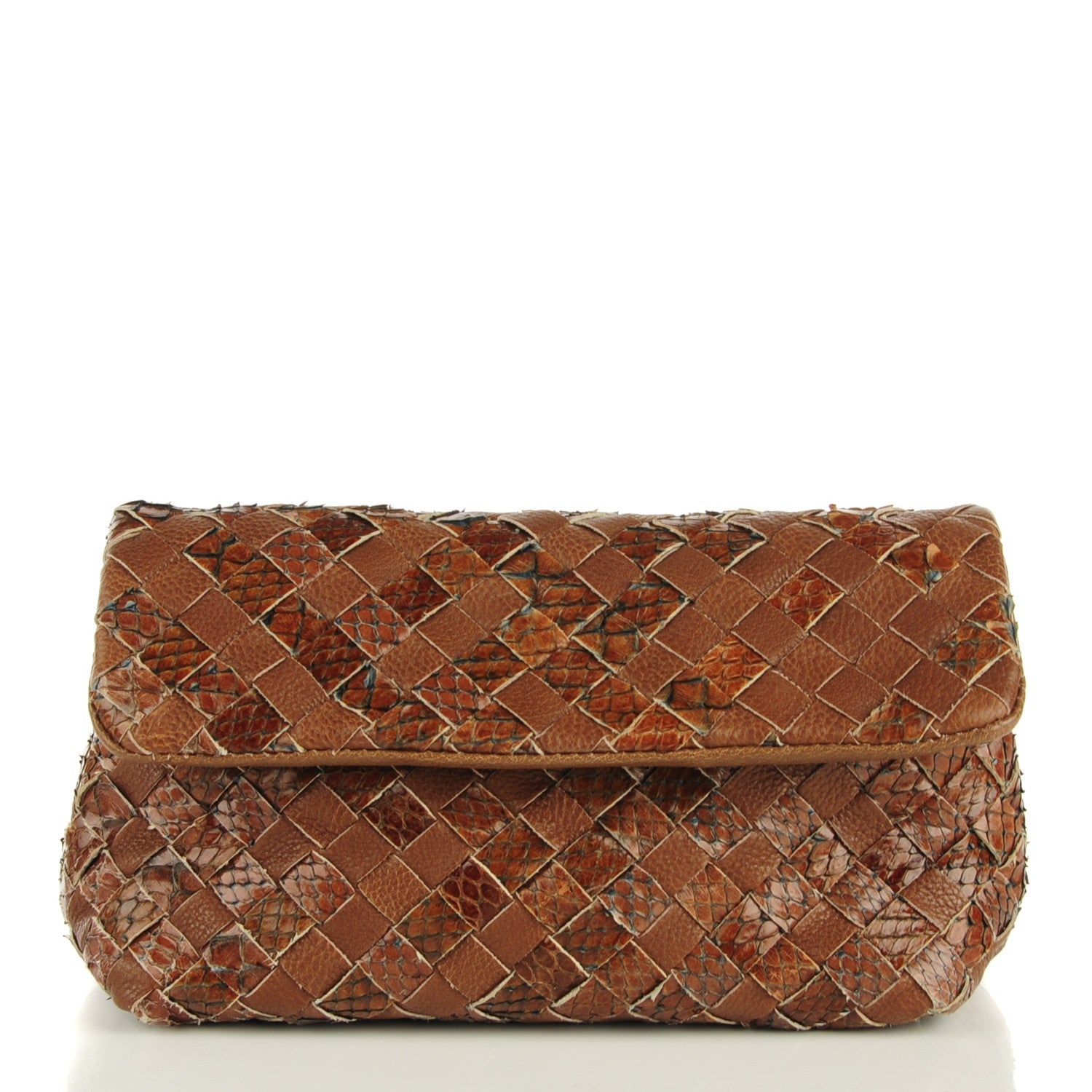 Bottega Veneta Python Nappa Intrecciato Cosmetic Case Chene 1 of 8