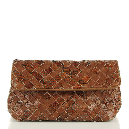 Bottega Veneta Python Nappa Intrecciato Cosmetic Case Chene 1 of 8