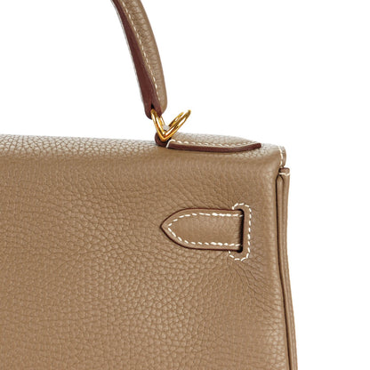 Hermes Taurillon Clemence Kelly Retourne 28 Etoupe 32 of 39
