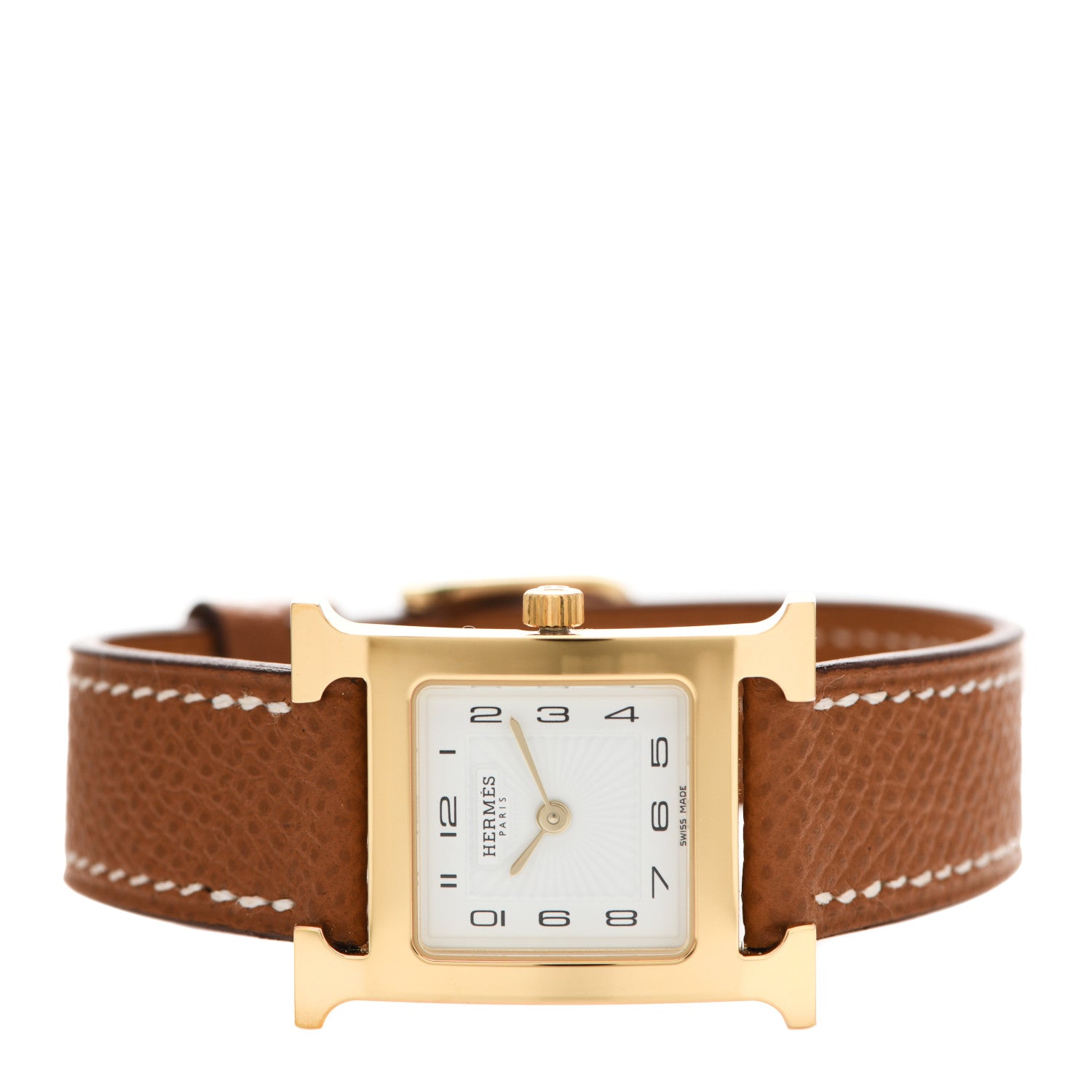 Hermes Stainless Steel Epsom 21mm Heure H Hour Quartz Watch Gold 2 of 5