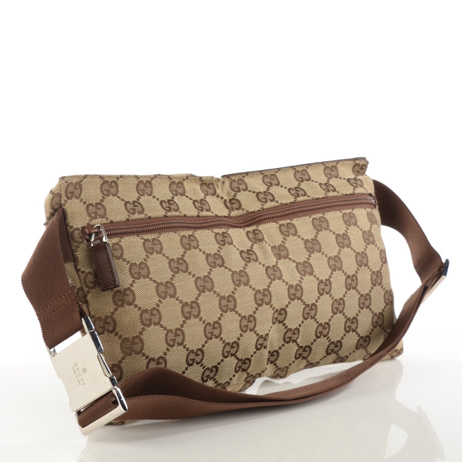 Gucci GG Monogram Web Double Pocket Belt Bag Brown 3 of 7