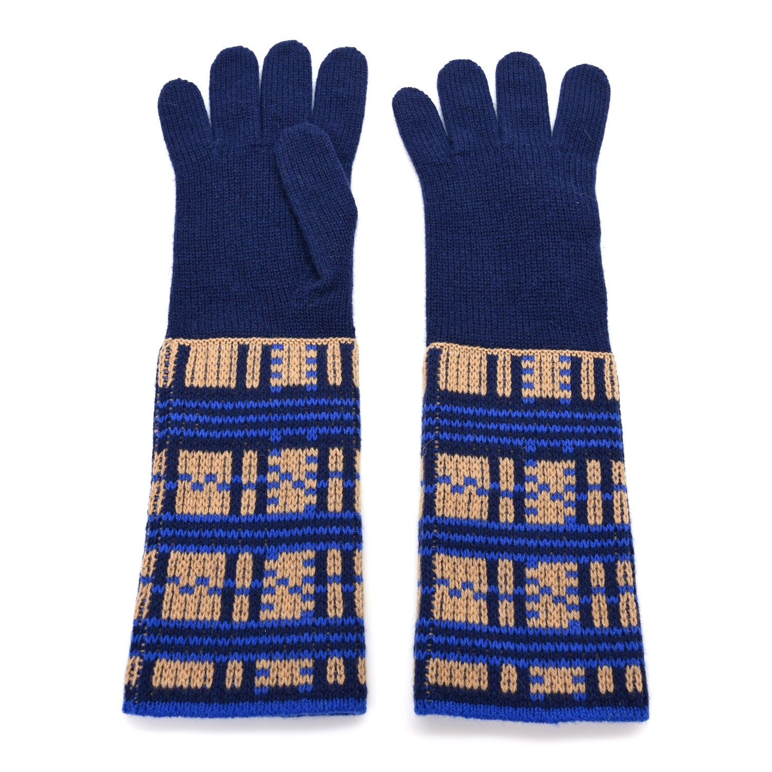 Hermes Cashmere Gloves M Blue 2 of 3