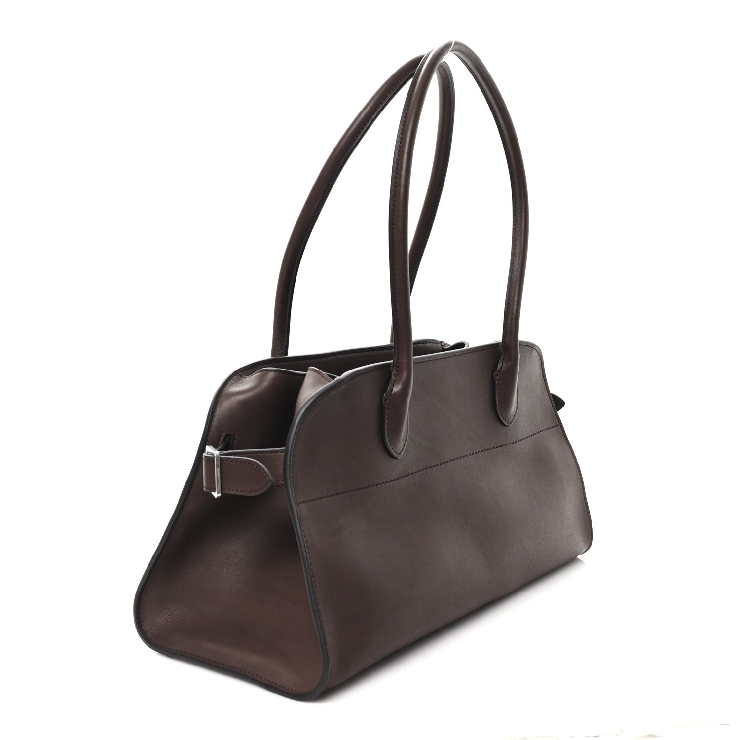 The Row Polished Saddle Calfskin Margaux Shoulder 12 Hippo Grey 3 of 9