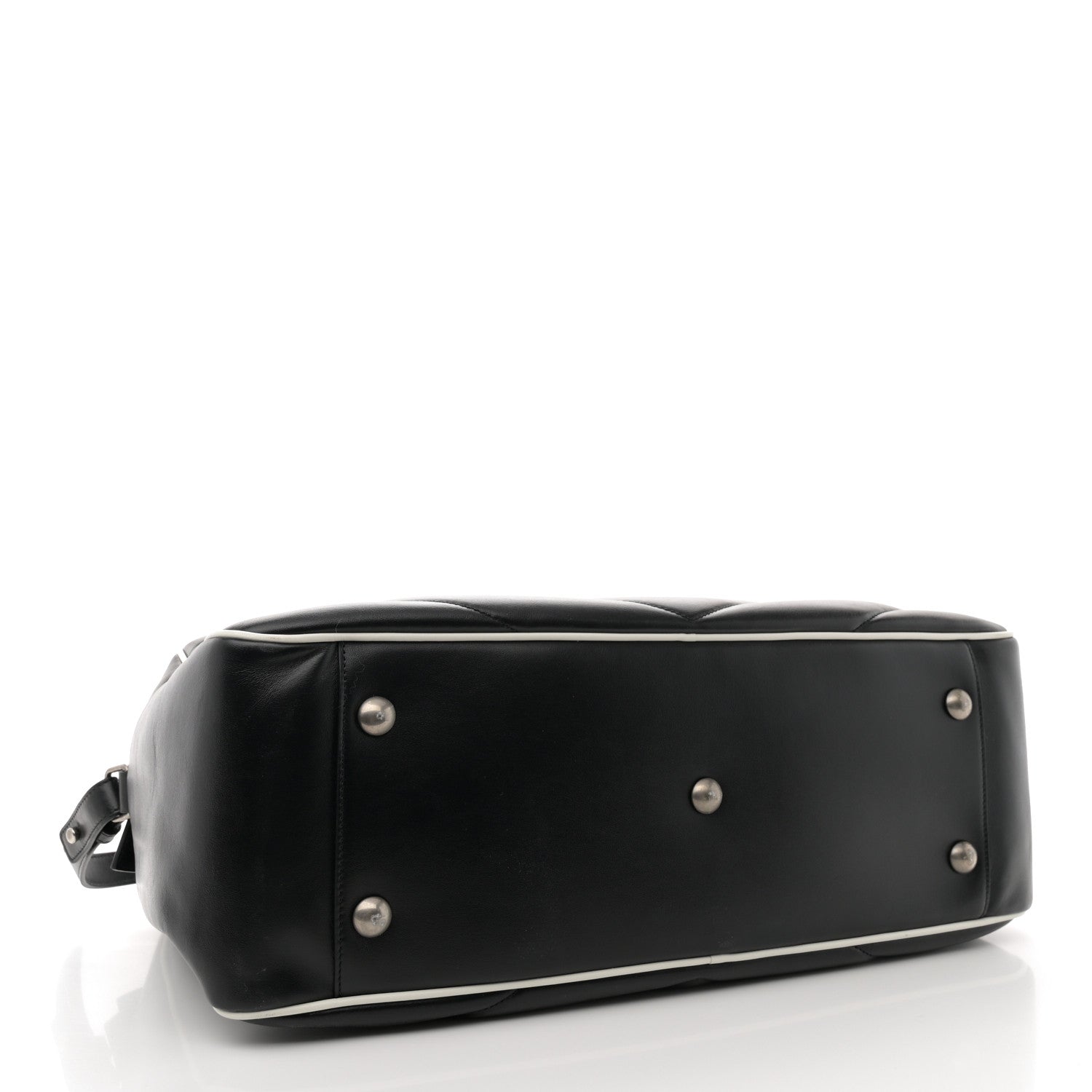 Saint Laurent Calfskin Medium Miles Logo Bowler Duffel Bag Black 4 of 11