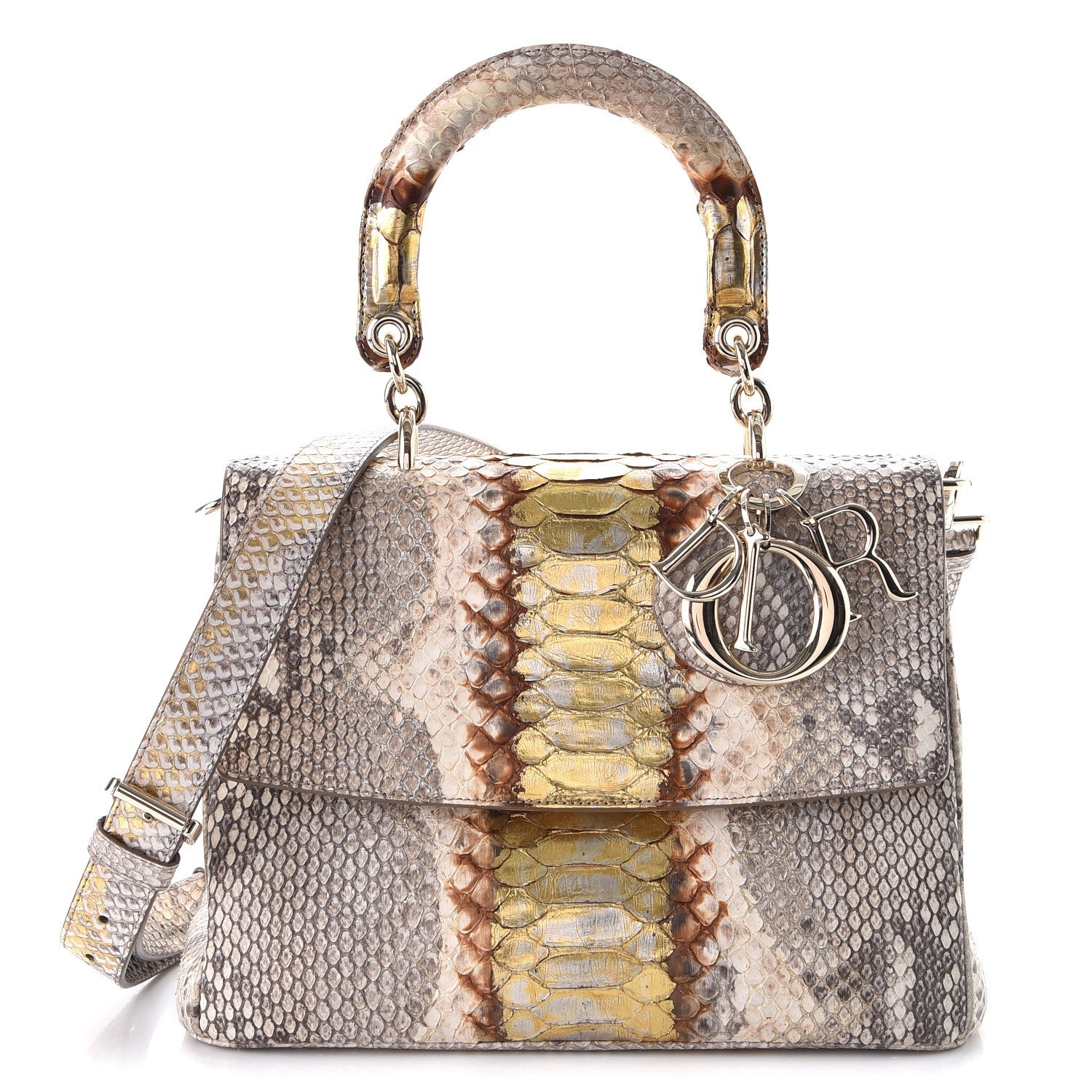 Christian Dior Metallic Python Small Be Dior Flap Beige Gold 1 of 7