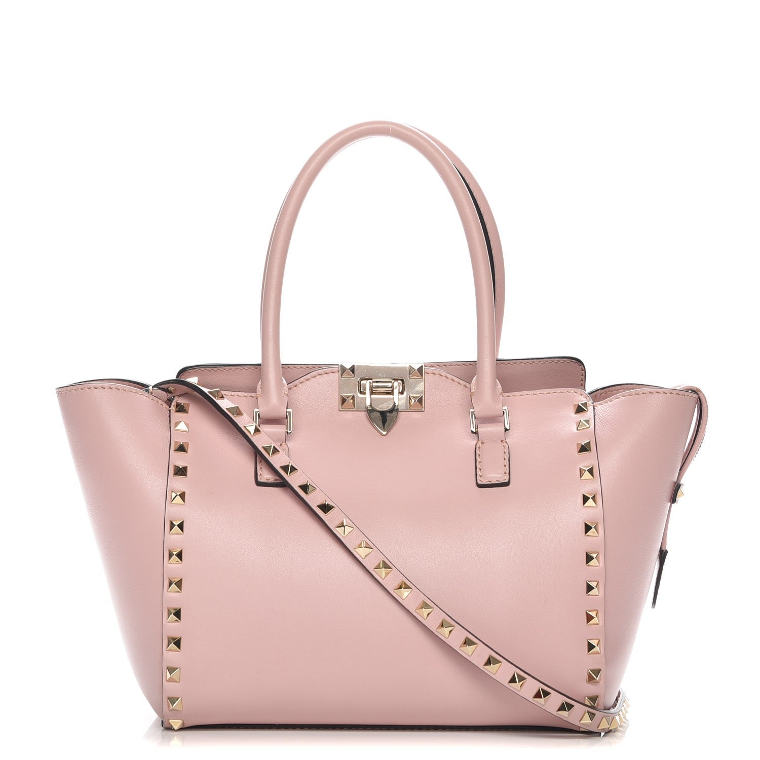 Valentino Garavani Vitello Small Rockstud Double Handle Tote Pink 1 of 8