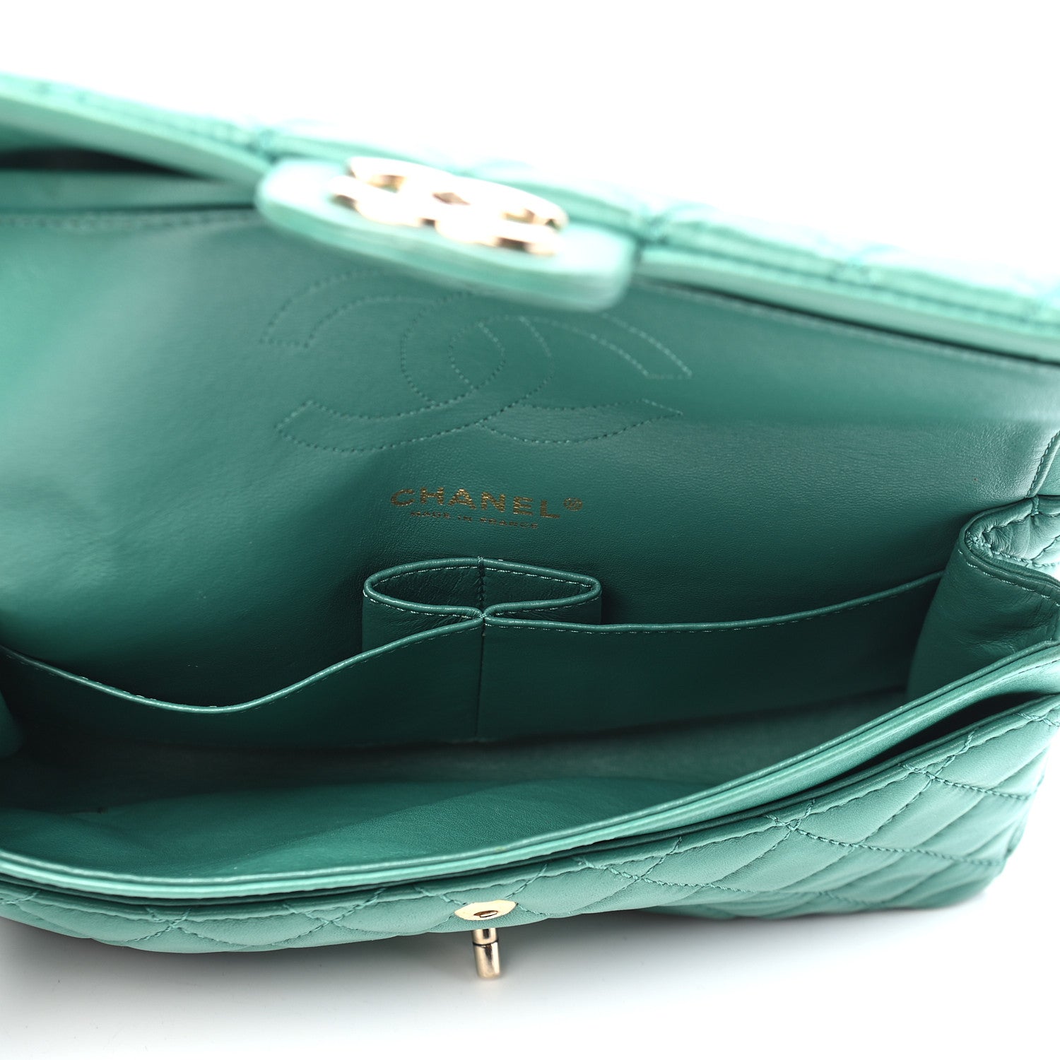 Chanel Lambskin Quilted Medium Double Flap Green 4 of 8