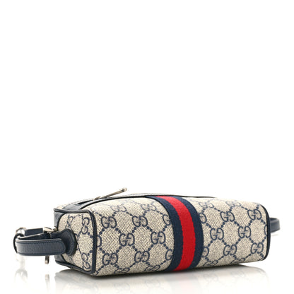 Gucci GG Supreme Monogram Textured Dollar Calfskin Web Mini Ophidia Shoulder Bag Beige Blue 4 of 8