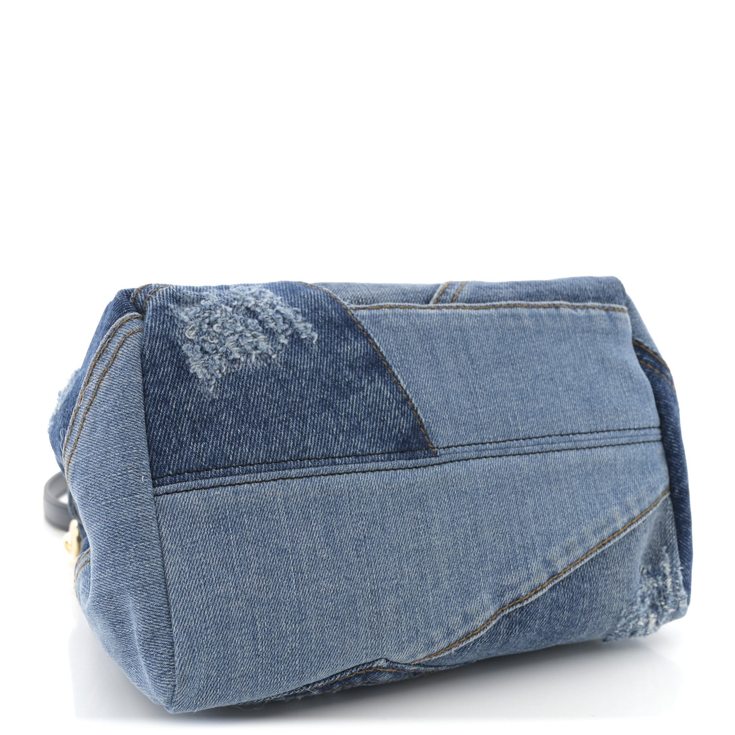 Dolce & Gabbana Calfskin Denim Patchwork Mini Miss Sicily Satchel Blue 4 of 9