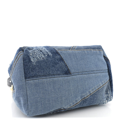 Dolce & Gabbana Calfskin Denim Patchwork Mini Miss Sicily Satchel Blue 4 of 9