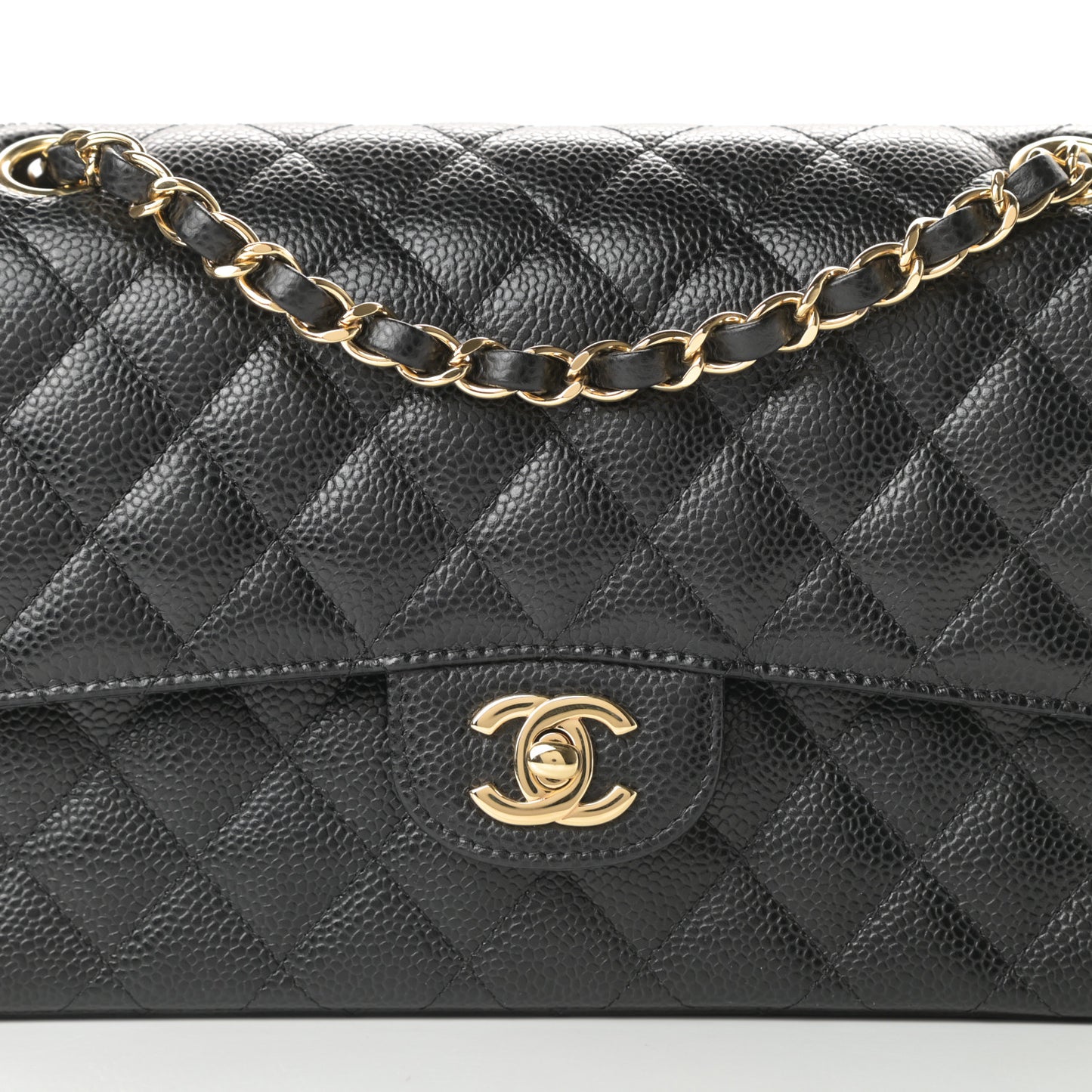 Caviar Quilted Medium Double Flap Black