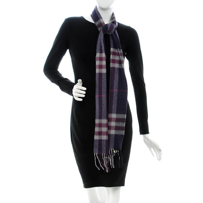Burberry Cashmere Giant Check Fringe Scarf Purple 2 of 6