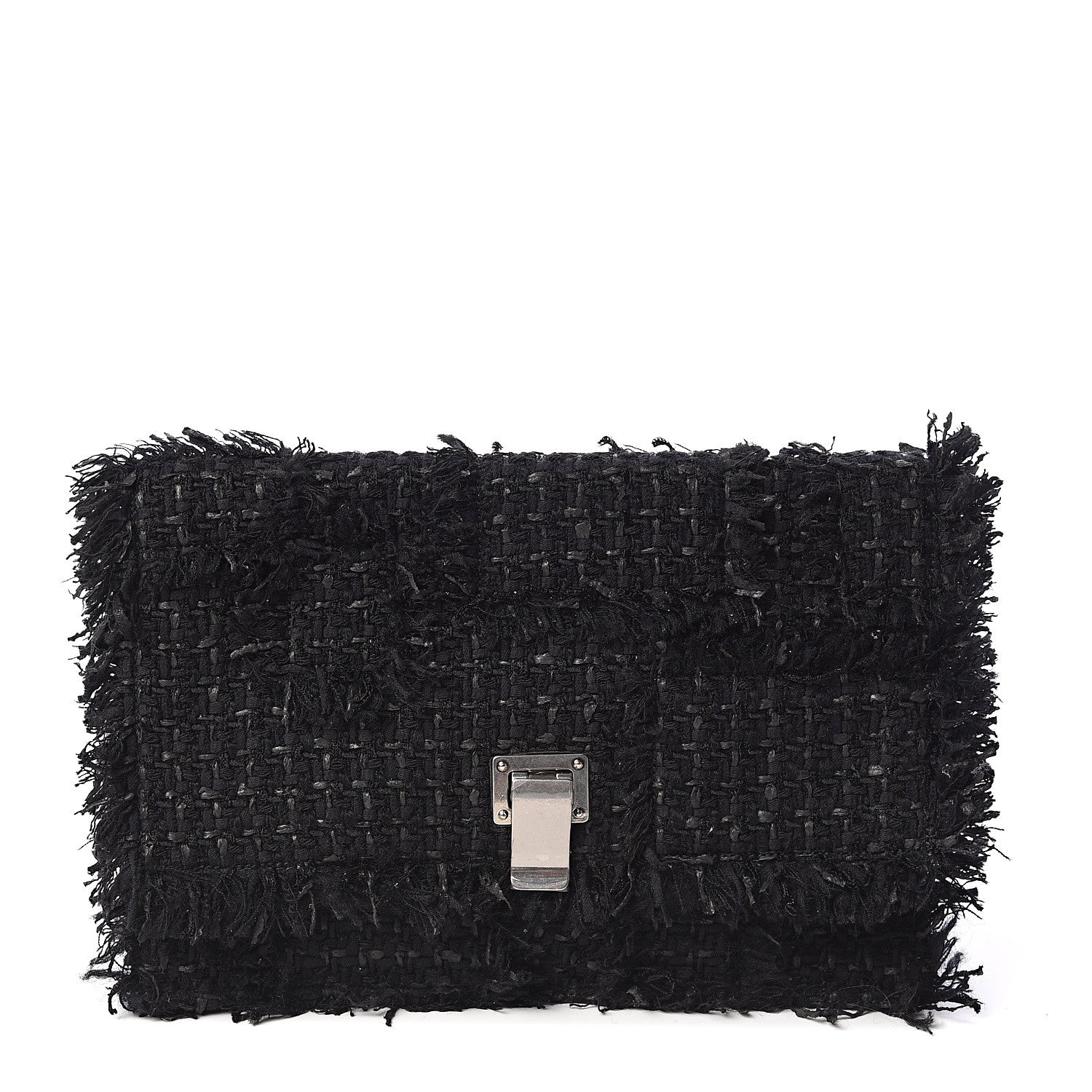 Proenza Schouler Tweed Frayed Small Lunch Clutch Black 1 of 7