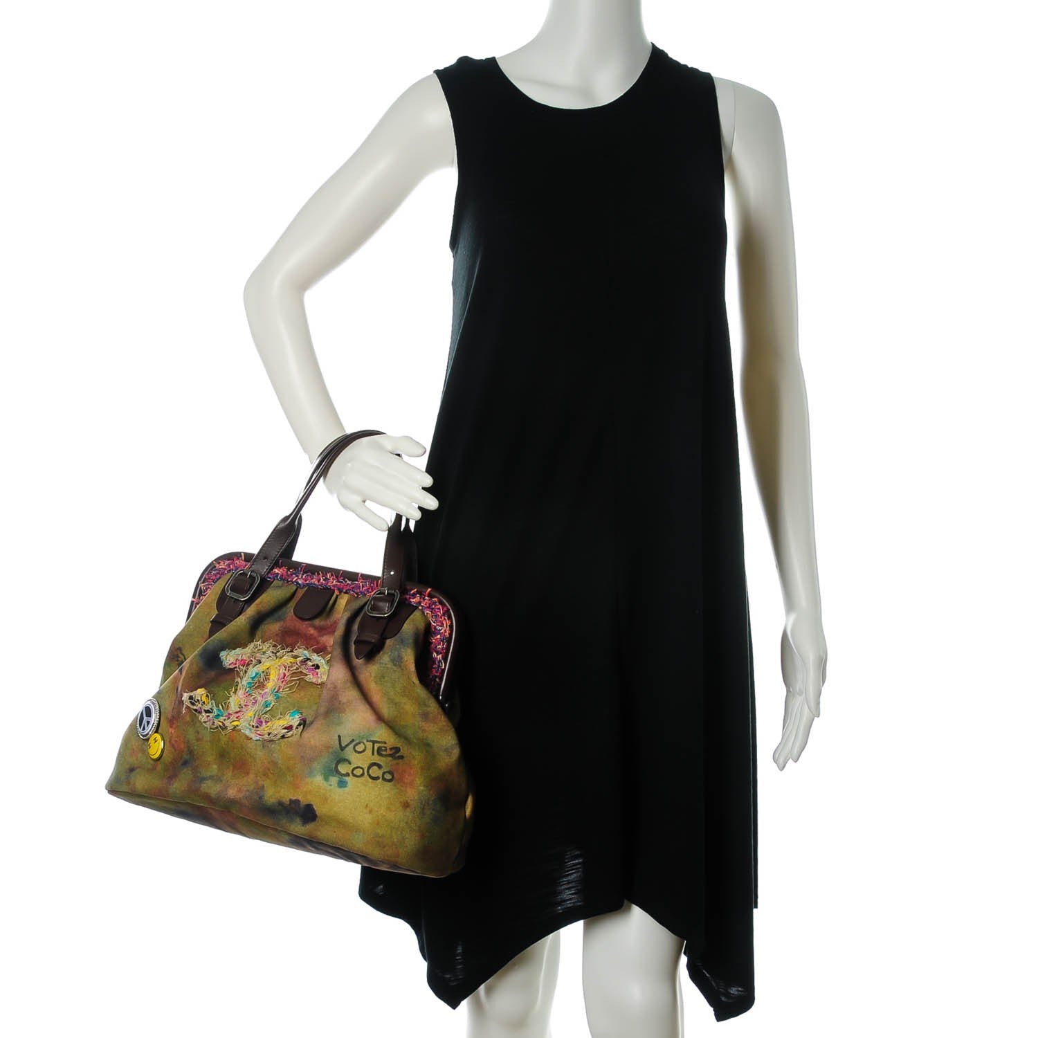 Chanel Washed Toile Graffiti On The Pavements Bowler Khaki Multicolor 2 of 8