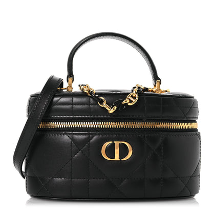 Christian Dior Lambskin Macrocannage Mini Caro Vanity Case Black 1 of 14