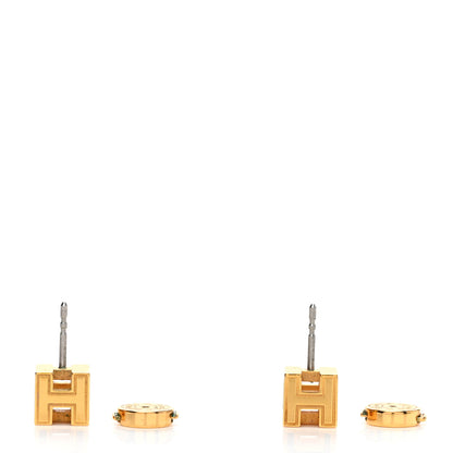 Hermes Gold Lacquered Cage d'H Earrings Orange 3 of 4