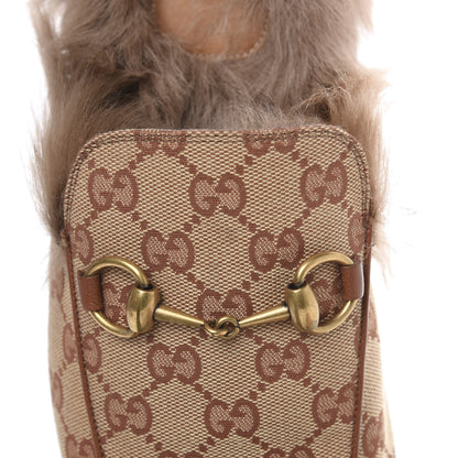 Gucci GG Monogram Fur Mens Princetown Slippers 10 Beige Ruggine Rust 8 of 9