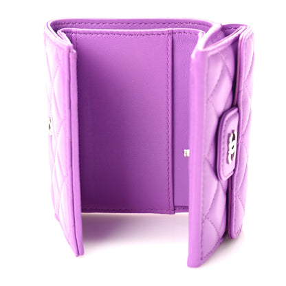 Chanel Lambskin Quilted Double Flap Wallet Purple 5 of 9