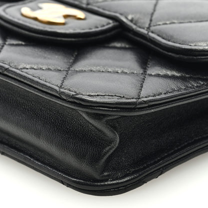 Chanel Lambskin Quilted Top Handle Flap Coin Purse With Chain Black 9 of 10