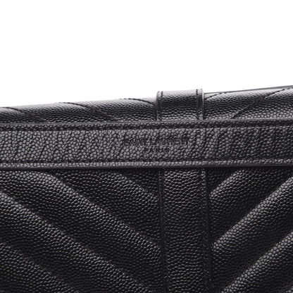Saint Laurent Grain De Poudre Matelasse Chevron Large Monogram Satchel Black 9 of 17