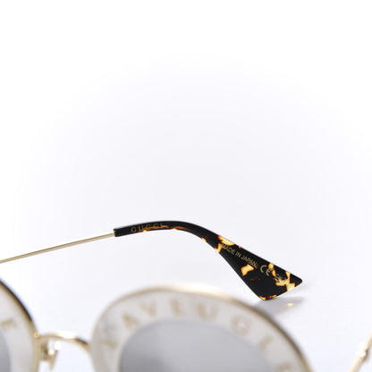 Gucci Metal L'Aveugle Par Amour Round Frame Sunglasses GG0113S White 6 of 8