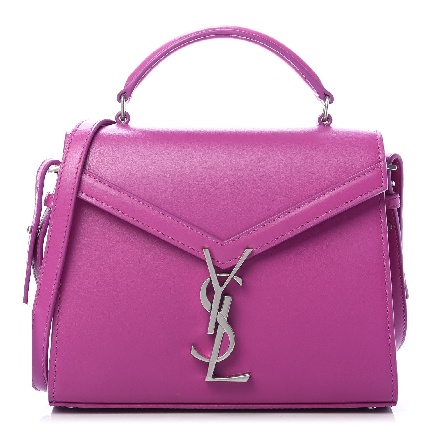 Saint Laurent Calfskin Mini Classic Monogram Cassandra Top Handle Bag Electric Fuchsia 1 of 11